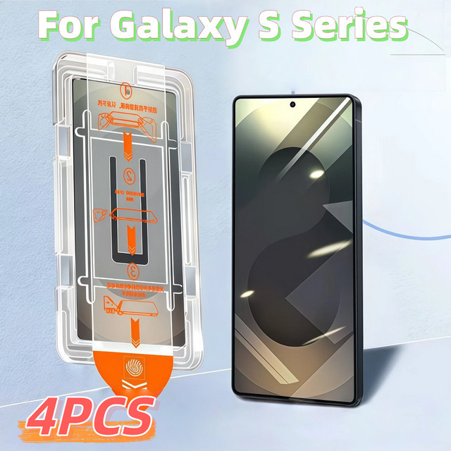 4er-Pack Samsung HD-Displayschutzfolie aus gehärtetem Glas für Galaxy S26, S26 Plus, S26 Ultra, S25, S24, S23, S22 und S21 Serie, 9H Härte, transparent - Bild 1
