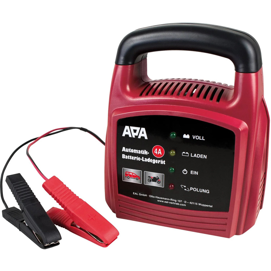 APA Automatik-Batterieladegerät 12V 4A in Rot und Schwarz - Bild 2