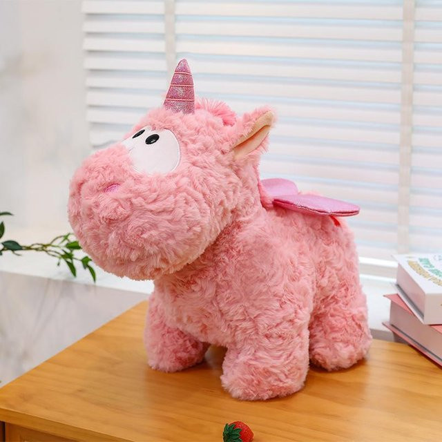 Rosa Einhorn mit Flügel, Plüschtier Kissen, 30cm - Bild 1