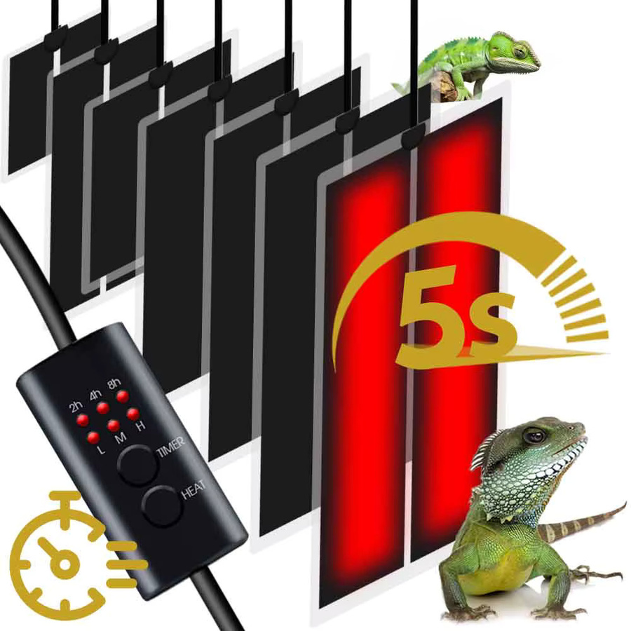 Graphen-Wärmematte mit Heizung und Temperaturregler, Schwarz, Reflektierendes Aluminium-Pad für Reptilien, Aquarium und Keimung von Zimmerpflanzen - Bild 2