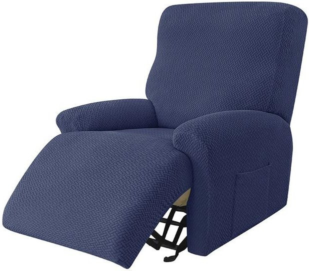 Dehnbarer Jacquard Sesselbezug für Relaxsessel in Blau - Bild 1
