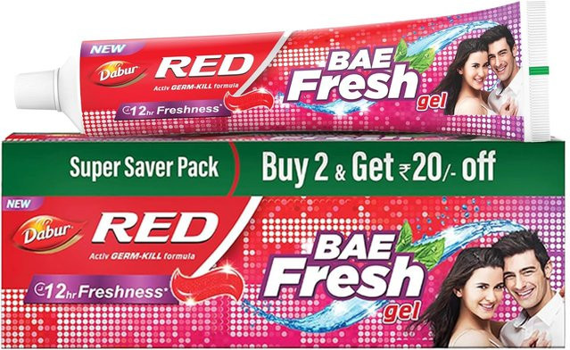 Dabur Red Bae Fresh Gel Zahnpasta, 2x 300g - Bild 1