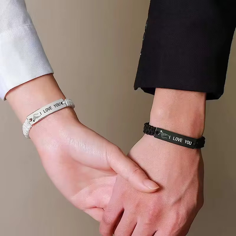 konminry Armband, Edelstahl, Schwarz, Weiß, Unisex - Bild 3