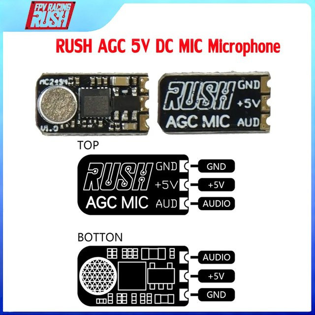 RUSH AGC 5V DC MIC Mikrofon Audio-Eingang für RUSH TANK Mini FPV RC Drohne VTX Video-Sender Ersatzteil in Schwarz - Bild 1