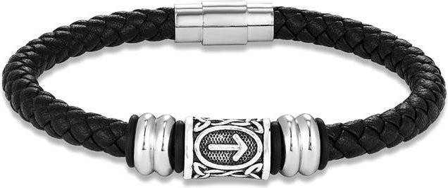YULIN Armband, Lederarmband, Edelstahl, Schwarz, Unisex, 21cm - Bild 1