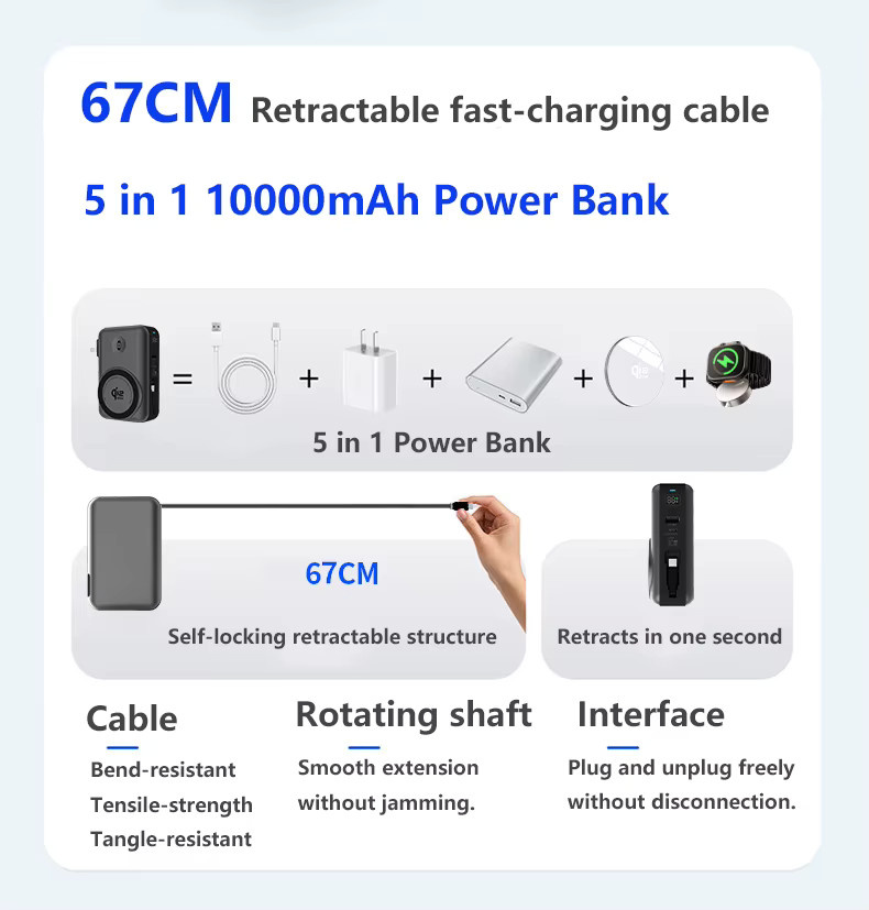 65W GaN USB-C Wandladegerät und 10000mAh Qi2.2 Magnetische Powerbank mit 25W Kabellosem Schnellladen für iPhone, iWatch und Laptop - Bild 5