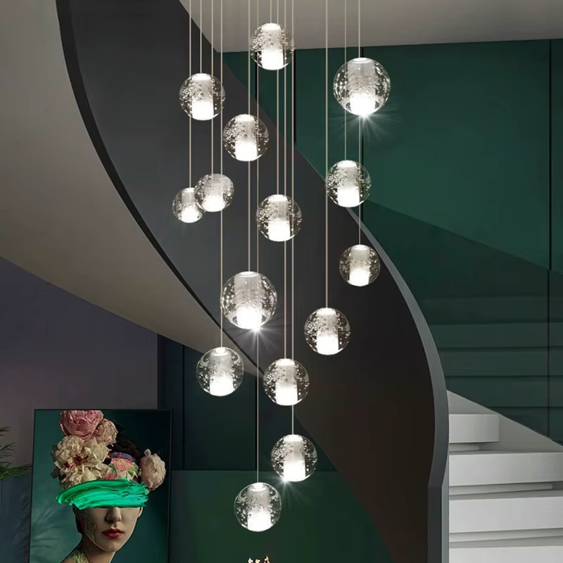Moderne Kristallkugel-Pendelleuchte in Silber mit transparentem Kristall und G4 LED für Wohnzimmer, Küche, Schlafzimmer und Treppenhaus - Bild 4