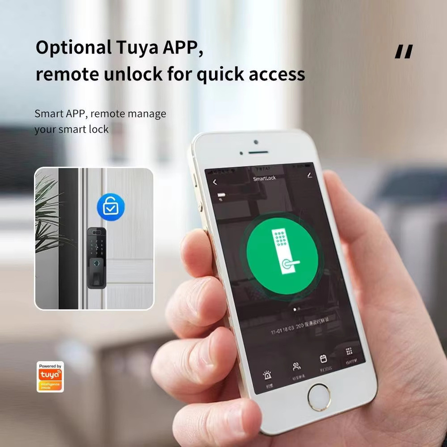 ZhdCookey Intelligentes Türschloss in Schwarz mit 3D-Gesichtserkennung, Palm-Ader-Scan, Fingerabdruck, WLAN und Tuya App-Kompatibilität - Bild 5