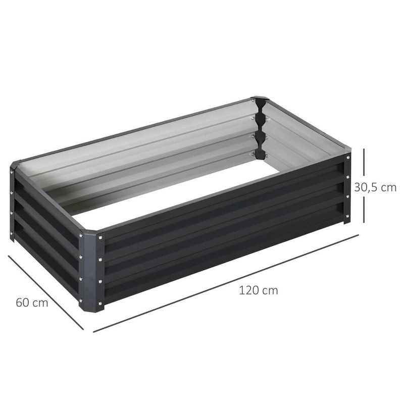 Outsunny Hochbeet aus verzinktem Stahl in Grau mit offenem Boden, B: 120 cm, T: 60 cm, H: 30,5 cm - Bild 2