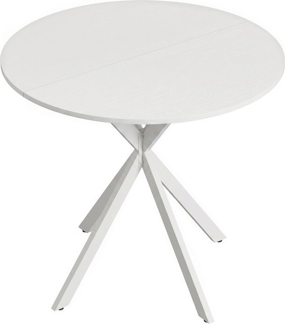 HOMCOM Runder Esstisch im Industriestil mit Stahlbeinen, Weiß, Durchmesser: 80 cm - Bild 1