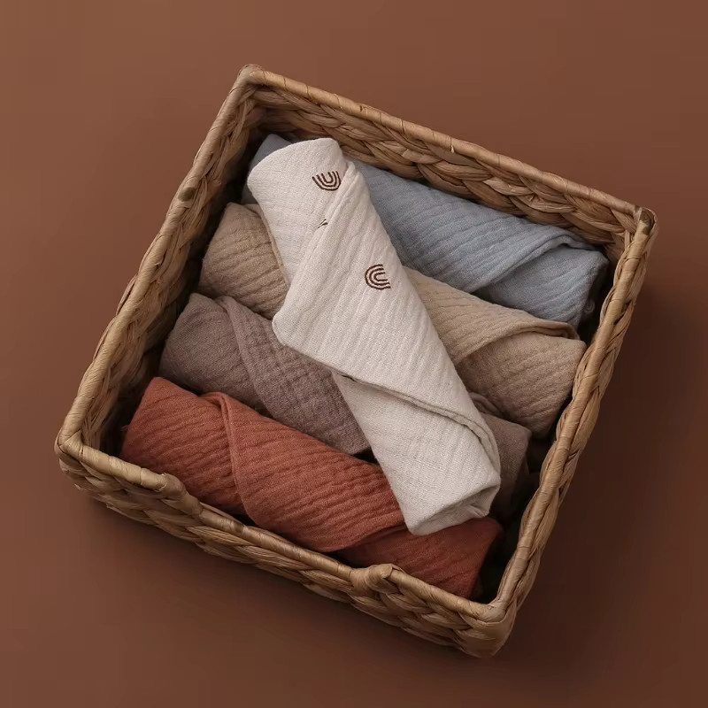 10er Set Baby Handtücher und Waschlappen aus weichem Baumwoll-Musselin in Mehrfarben - Bild 4