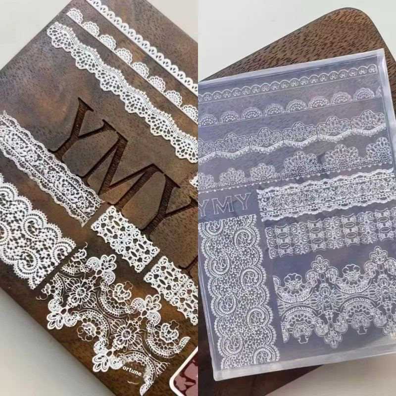 KuZHEN Silikon Relief Spitzenband Vorlagen für Nageldesign, Transparent - Bild 2