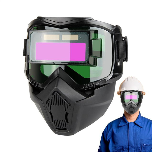Automatischer Schweißhelm mit Lichtwechsel und atmungsaktiver Maske, Schwarz, verstellbares Kopfband - Bild 1