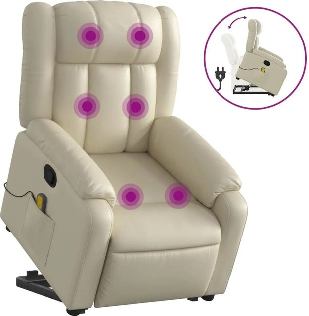 vidaXL Massagesessel Modell 4 mit Aufstehhilfe in Creme aus Kunstleder - Bild 1