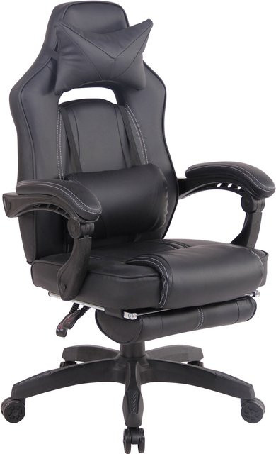 TPFLiving Bürostuhl Hero Gaming Chair aus Kunstleder in Schwarz mit Kopfstütze und Fußring, B/T/H: 68 x 61 x 124 cm - Bild 1