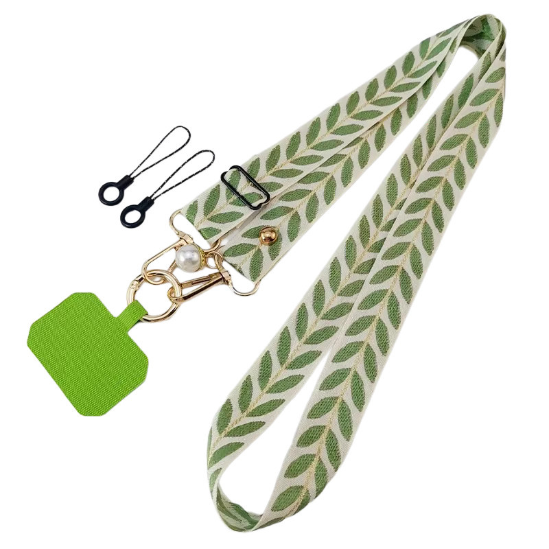 Einstellbares Lanyard mit Blatt-Design und Perlen-Anhänger für iPhone 17 Pro Max als Crossbody-Schultergurt und Anti-Verlust-Seil in Gelb oder Grün - Bild 2