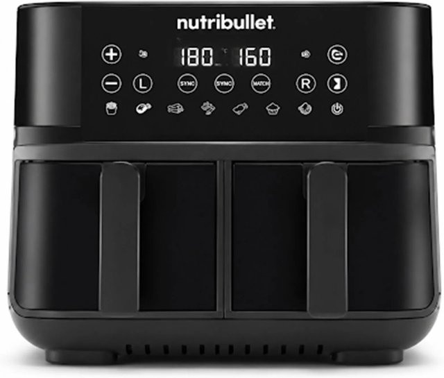 Nutribullet Heißluftfritteuse Airfryer Twin Drawer NBA081B Schwarz mit Doppelkorb - Bild 1