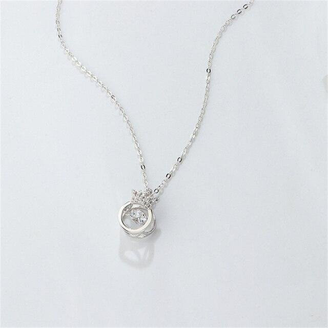 Halskette mit Krone Herz Anhänger, 925 Silber, Zirkonia, Damen - Bild 1
