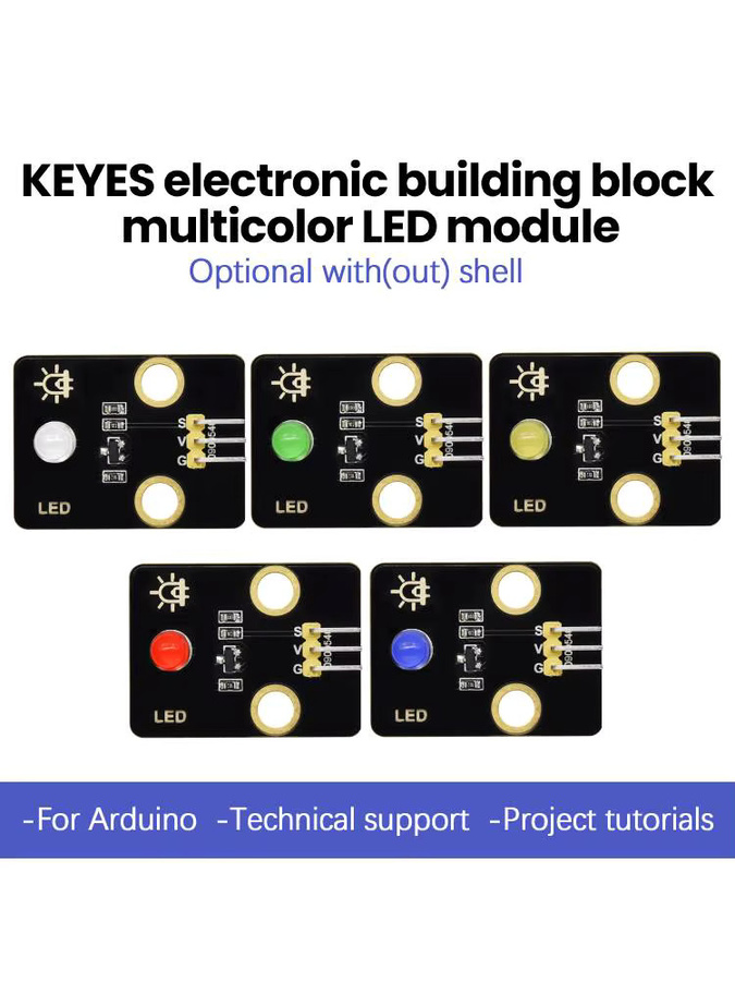 Keyestudio LED Modul DIY Elektronische Bausteine für Arduino, Microbit und Raspberry Pi in den Farben Rot, Gelb, Grün, Blau und Weiß - Bild 5