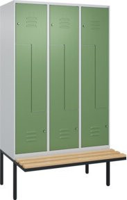 C+P Z-Spind Classic PLUS Sitzbank mit 6 Fächern und Zylinderschloss, Buche-Hartholz und Stahl, B/T/H: 212 x 120 x 81,5 cm - Bild 1