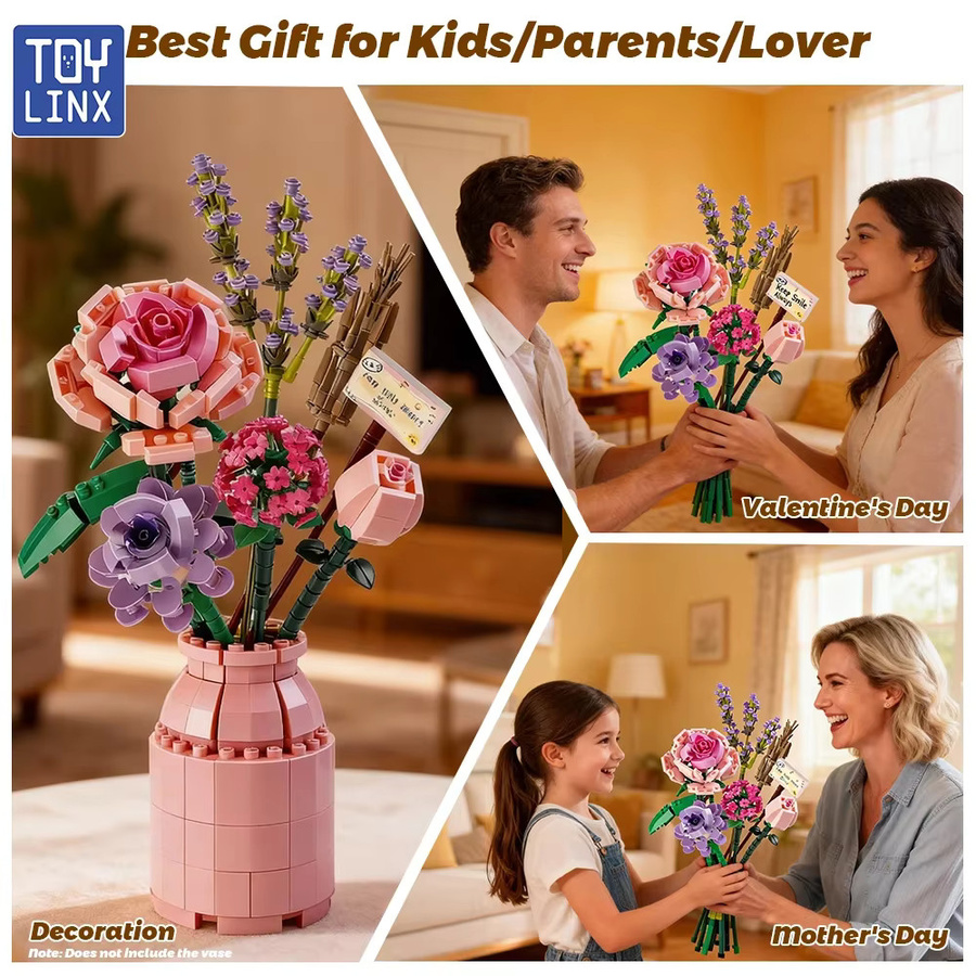 KAVOWORLD Rosen-Ewigkeitsblumenstrauß, Micro-Baustein, 544 Teile - Bild 6