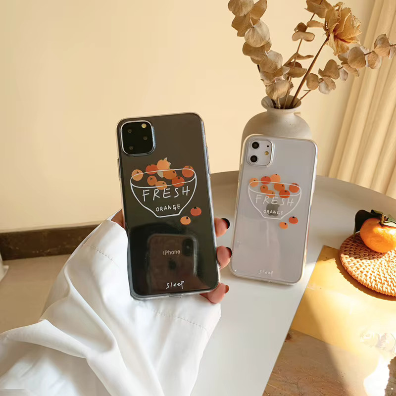 Stoßfeste transparente Handyhülle mit Orangen-Design für iPhone Modelle von 7 bis 16 Pro Max von MUQGEW - Bild 4