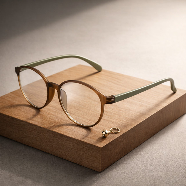 Blaulichtfilter-Lesebrille für Frauen, Rundrahmen, TR90, braun, Vollrand - Bild 1