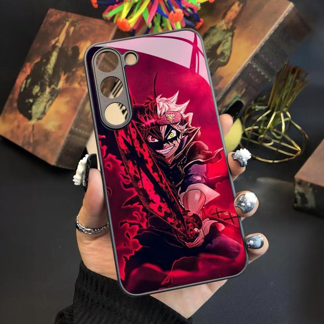Anime Black Clover Handyhülle für Samsung Galaxy S25 S24 S23 S22 S21 S20 Note20 Ultra Plus in Silber und Rot - Bild 1