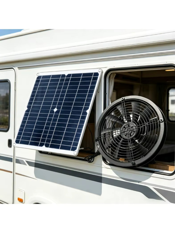 EESBAO Solar-Abluftventilator 6 Zoll Wetterfestes Belüftungsset in Schwarz für Gewächshaus, Hundehütte, Wohnmobil und Hühnerstall - Bild 6