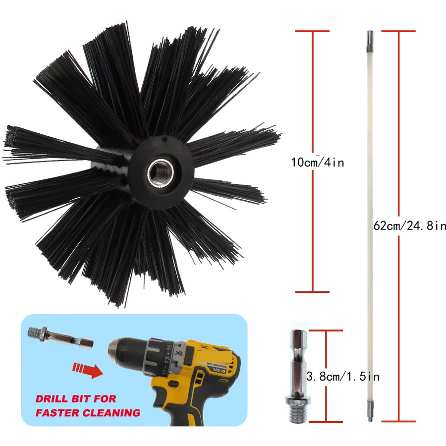 VIBRATITE 18-teiliges Schornsteinreinigungsset in Schwarz mit 15 flexiblen Stangen, kompatibel mit Bohrmaschinen für Partikelöfen, Gesamtlänge 30 Fuß - Bild 2