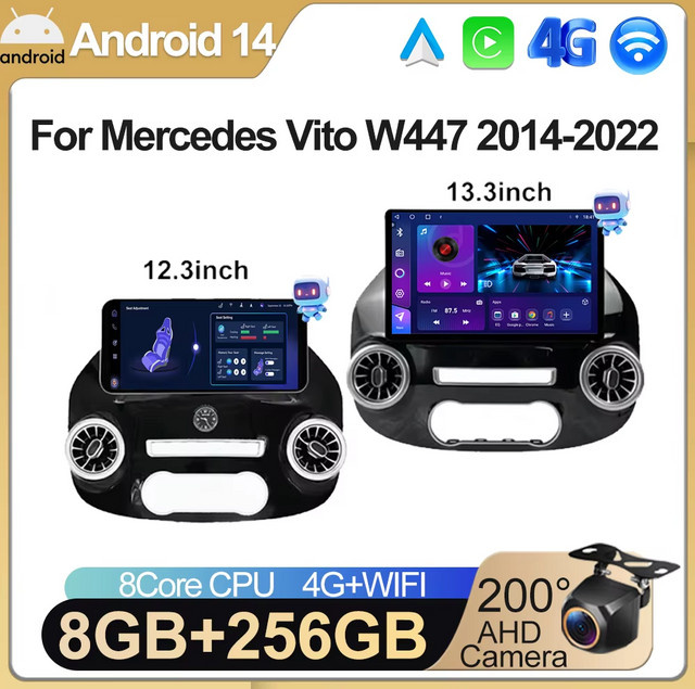 Forefeel Android Multimedia Radio für Mercedes Vito W447 (2014-2022) mit 12,3 Zoll Display, CarPlay, GPS, WiFi und Bluetooth in Schwarz - Bild 1