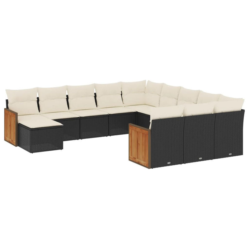 Vidaxl Gartenmöbel-Set aus Polyrattan mit Kissen, 12-teilig, Schwarz - Bild 2