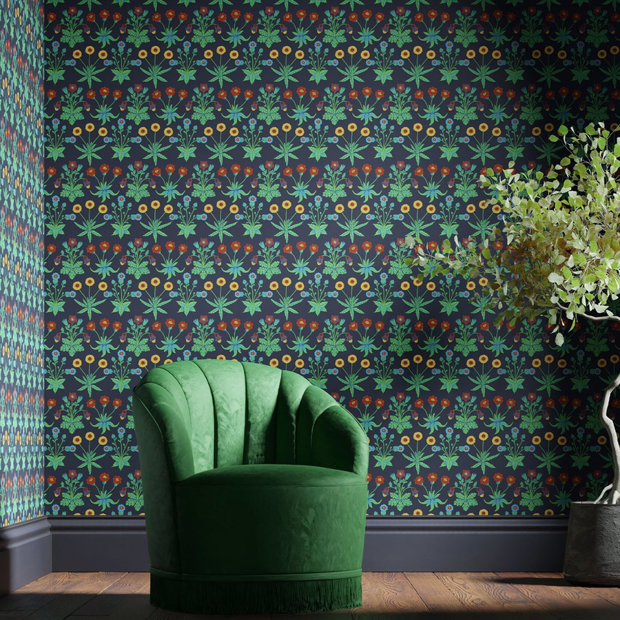 Morris & Co Tapete Daisy in Midnight Blue und Multicolour - Bild 1