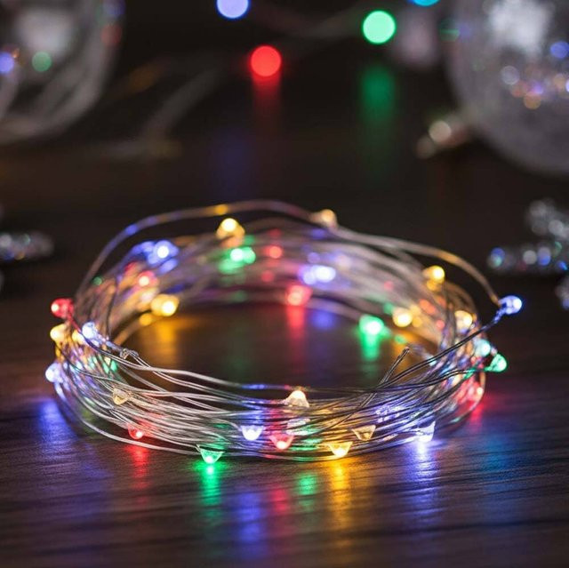 Wetterfeste Solar Lichterkette mit 200 RGB LED für Garten, Balkon und Terrasse, 12m Länge, Multicolour, Silber - Bild 1