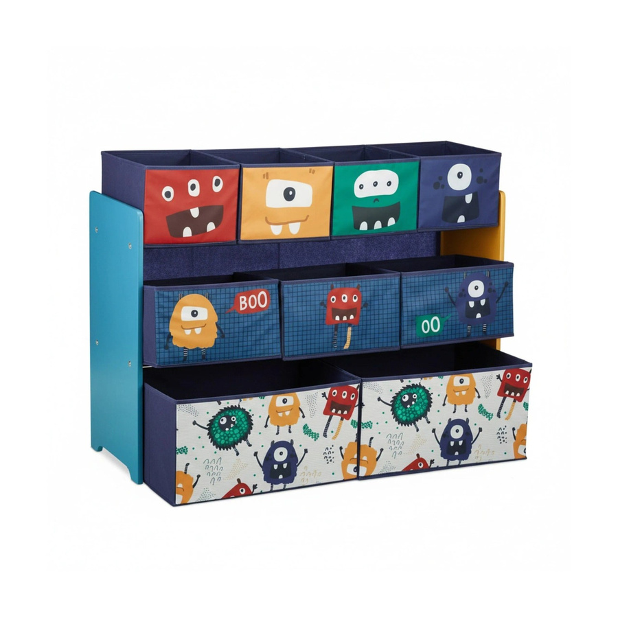Relaxdays Kinderregal Monster mit 9 Boxen, Mehrfarbig, B/H/T: 70 x 92,5 x 30 cm - Bild 2