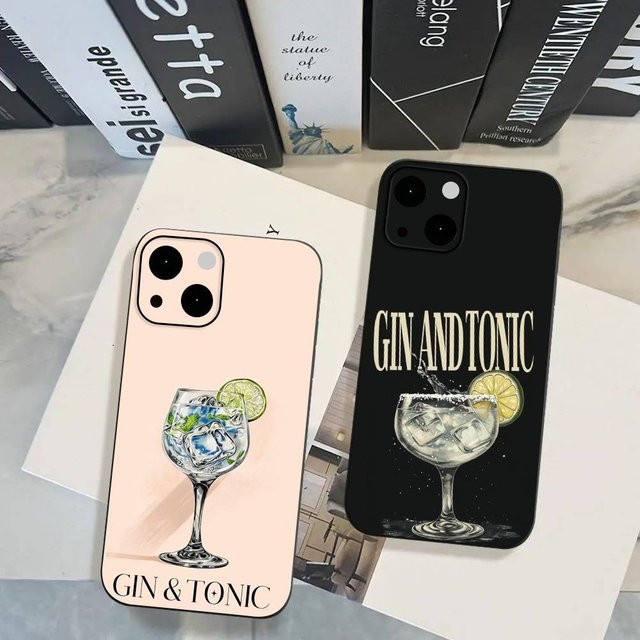 Handyhülle Gin & Tonic Cocktail Print in Schwarz aus Silikon Soft Shell für Apple iPhone 17 16 15 14 13 12 11 Air Pro Max Plus - Bild 1