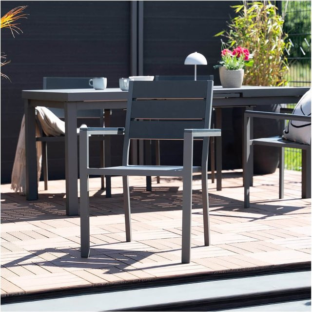 Home Deluxe Gartenstuhl Madera 4er-Set aus Aluminium in Hellgrau - Bild 1