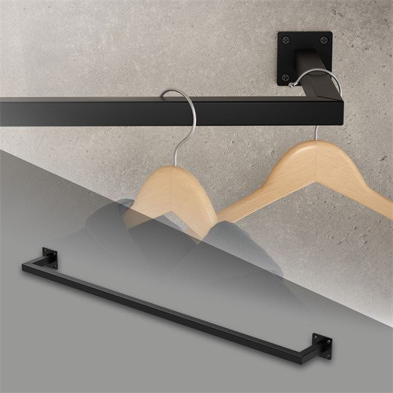 ML-Design Kleiderstange Garderobe zur Wandmontage aus Stahl in Schwarz Matt, B: 110 cm, H: 12 cm - Bild 1
