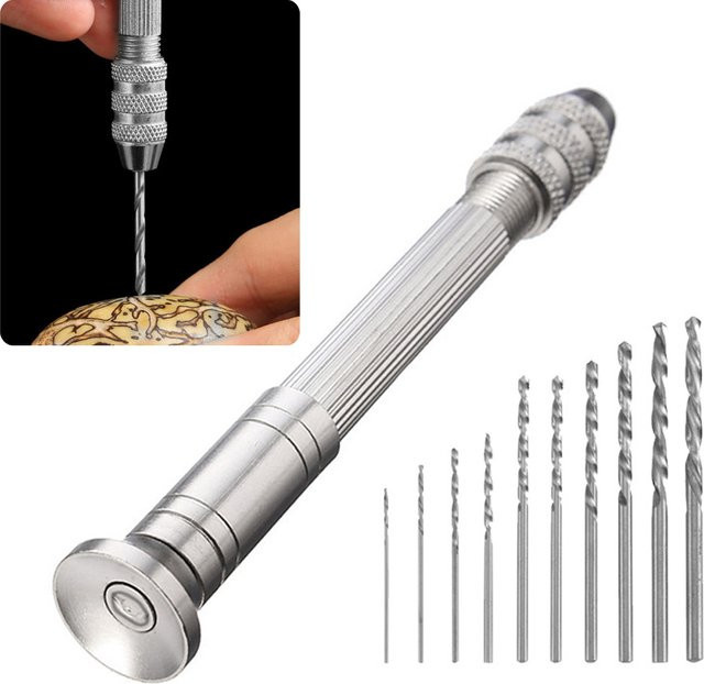 DAZZLEEX Mini Micro Hand Bohrer Set für Holzbearbeitung und Modellbau, Silber, Durchmesser: 0,3-3,2 mm - Bild 1