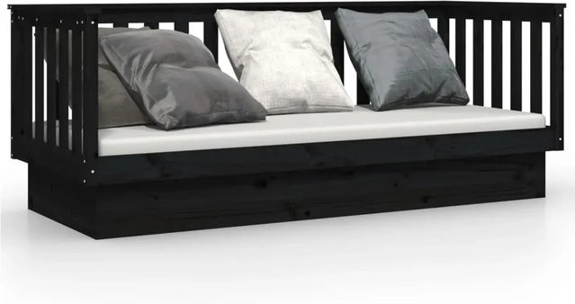 vidaXL Tagesbett aus Massivholz Kiefer in Schwarz, B/T/H: 90 x 190 x 76 cm - Bild 1