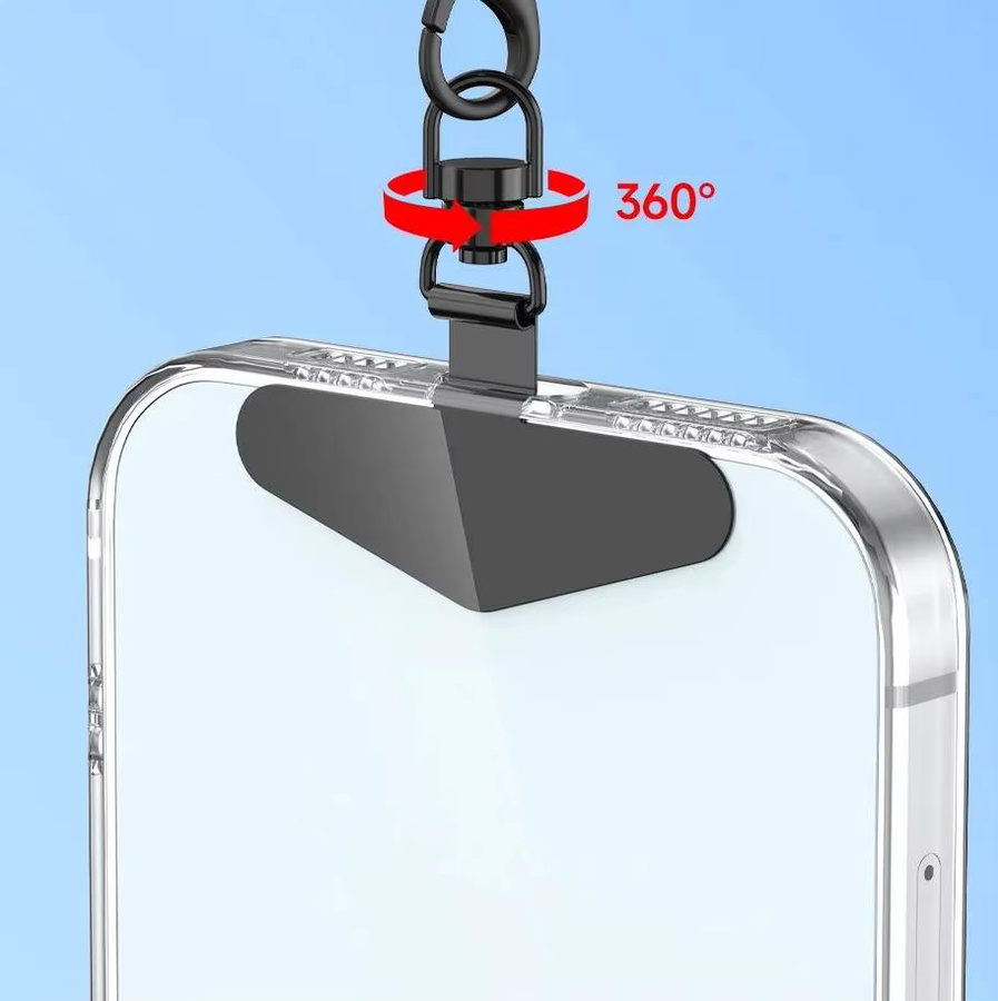 DYM Handy Lanyard Patch aus Metall mit 360 Grad Rotation in Schwarz für universelle Smartphone-Sicherheit - Bild 3