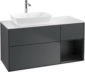 V&B Waschtischunterschrank Finion mit Wandbeleuchtung, Breite: 120 cm, Höhe: 50,1 cm, Tiefe: 50,1 cm, lackiert in Mittelblau - Bild 1