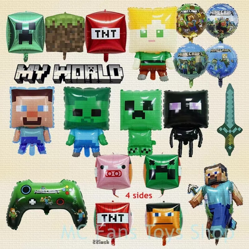 GAGAGIRL Minecraft Pixel Ballon Set für Geburtstagsfeiern, Mehrfarbige Aluminiumfolienballons und Zahlen-Set zur Partydekoration - Bild 2