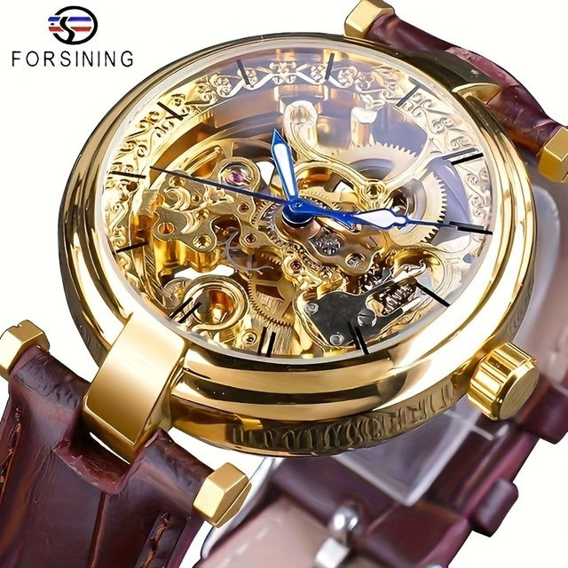 FORSINING Armbanduhr Automatik, Gold, Silber, Leder, Herren - Bild 1