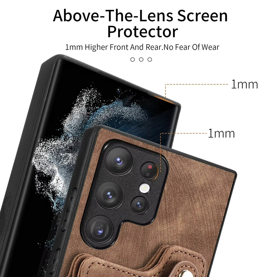 Leder Handyhülle mit Ringhalter und Kartenfach für Samsung Galaxy S24 S23 S22 S21 S20 Ultra Plus A54 A53 A34 A14 in Braun - Bild 4