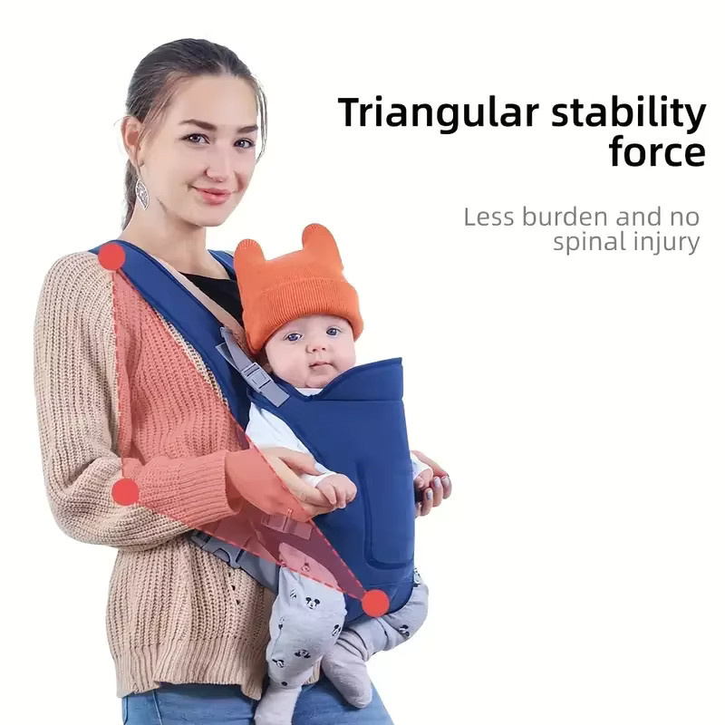 Baby Hug Multifunktionaler Baby-Tragegurt in Blau für Front- und Rückentragen - Bild 2