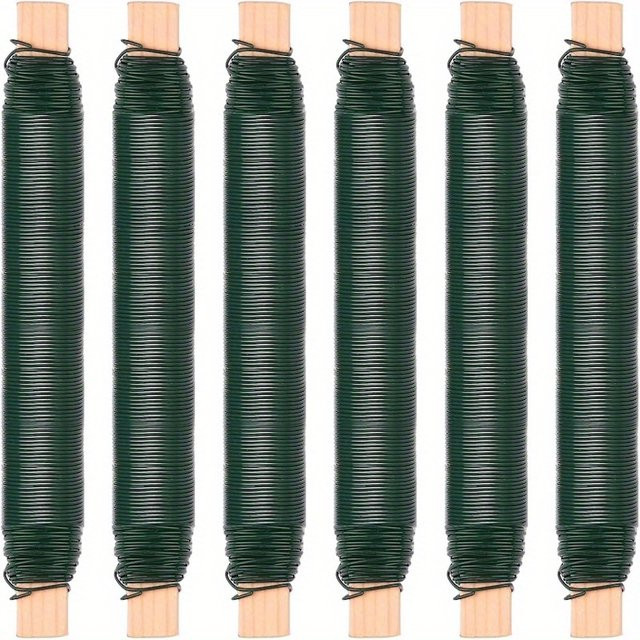 6 Stück grüner Gartendraht aus rostfreiem Stahl, 0,7 mm x 35 m zur Pflanzenunterstützung und für dekoratives Kunsthandwerk - Bild 1