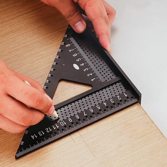 Präzisions-T-Quadrat-Winkelmesser aus Aluminium in Schwarz, 7-Zoll Markierungslehre und Zimmermannsquadrat als Mess-Layout-Werkzeug - Bild 1