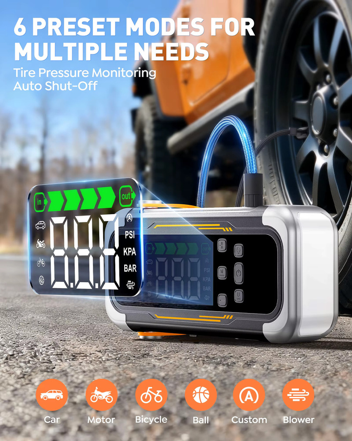 UTRAI 5 in 1 Auto Starthilfe mit 6000A Batterie Booster, 150PSI Luftpumpe und 30W Power Bank - Bild 4