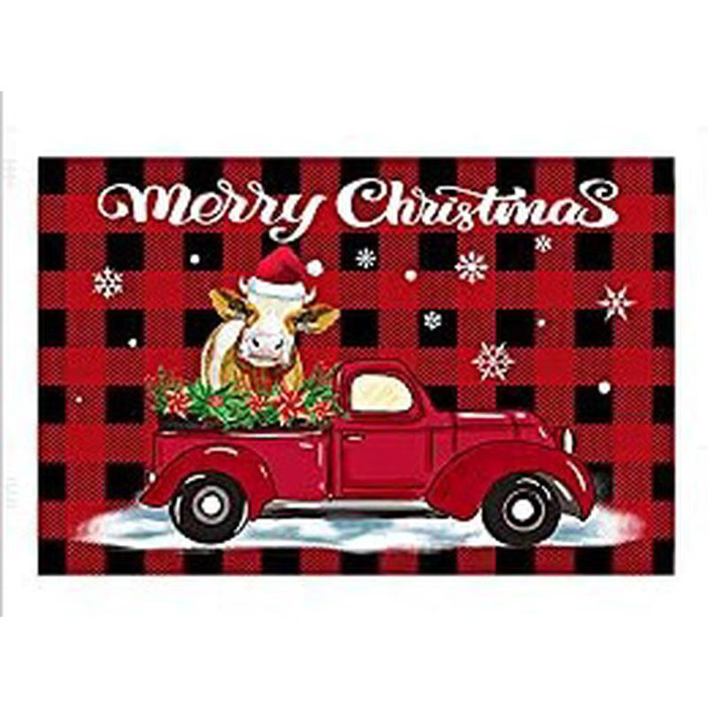 VIKAMA Weihnachtsteppich mit Karomuster in Rot, weich, saugfähig und rutschfest, B/T: 60 x 40 cm - Bild 1